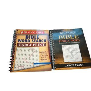 2 Brain Games Spiral Bound Bible Word Search Books Large Print NEW